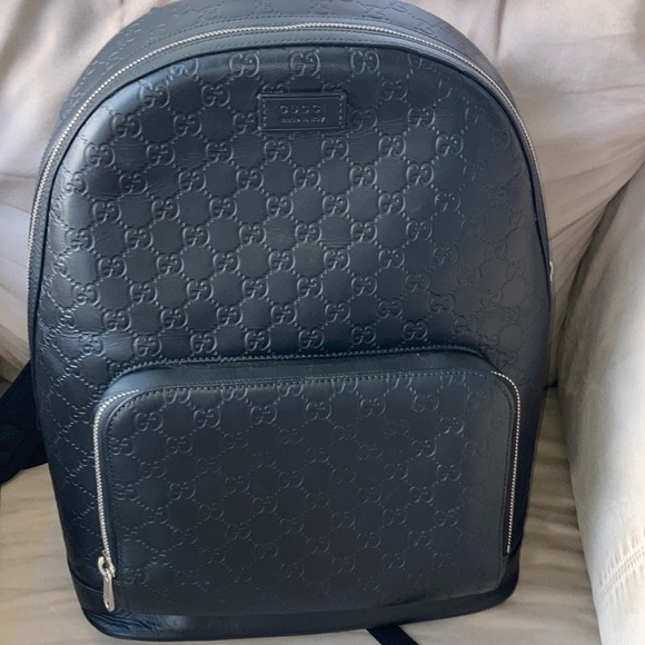 Gucci, Bags, Black Leather Gucci Backpack